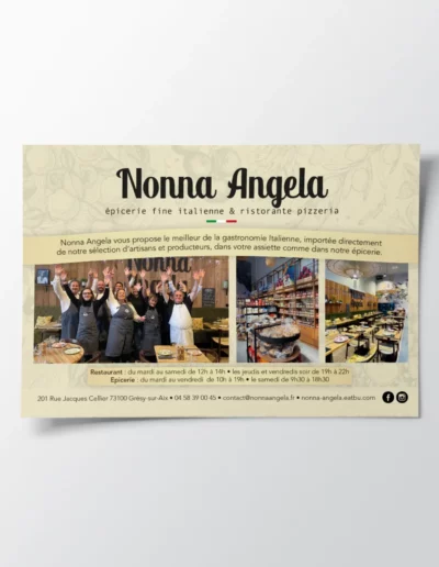 publicité réalisée pour la boutique Nonna Angela par un graphiste à Annecy